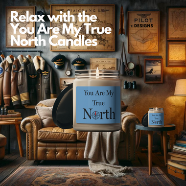 an image of an aviators loft with the DFS soy based You are my true north candles