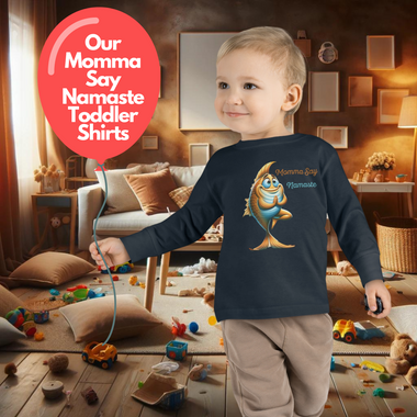 Momma Say-Namaste Toddler Long-Sleeve Tee, The DFS Logo, Comfortable Toddler Clothing