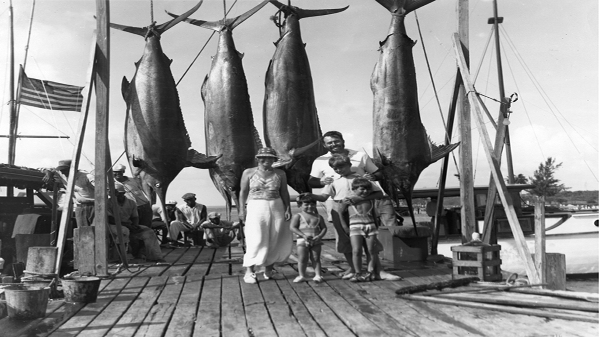 animage of ernest hemingway with a large catch of marlin